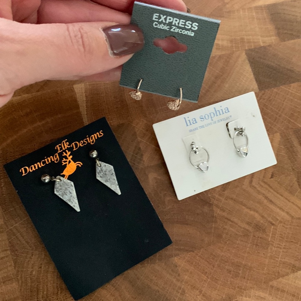 Three pairs of earrings..  all new with tags .